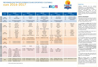 Programa d&#039;activitats Extraescolars esportives i culturals 2016-17
